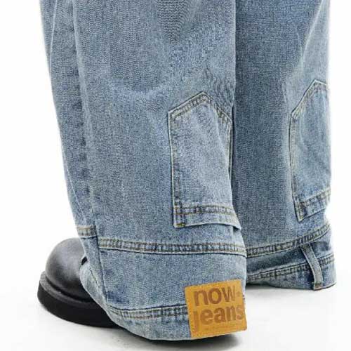 Customized inverted washed wide leg jeans for men