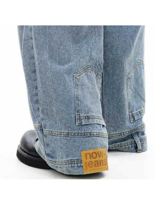 Customized inverted washed wide leg jeans for men